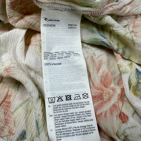 Rip Curl NWT Sol Seeker Maxi Dress Floral White Size S Smocked Hawaiian Tropical - Picture 8 of 12